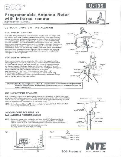 NTE Electronics U-106 Programmable Antenna Rotor Installation Manual - cover page