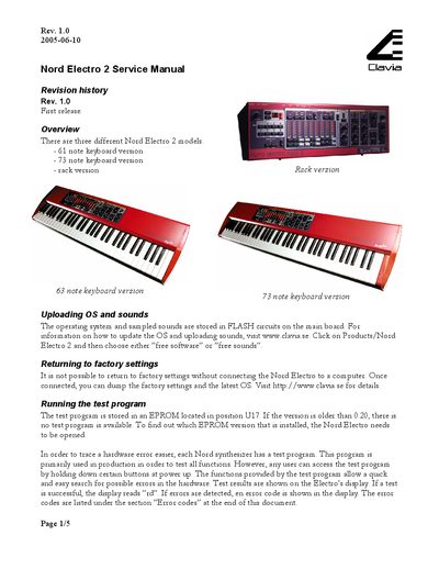 Nord Electro 2 Service Manual