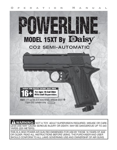 Daisy PowerLine 15XT CO2 Pistol User Manual - cover page