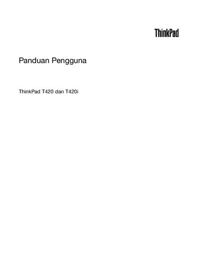 Lenovo ThinkPad T420/T420i User Manual - cover page