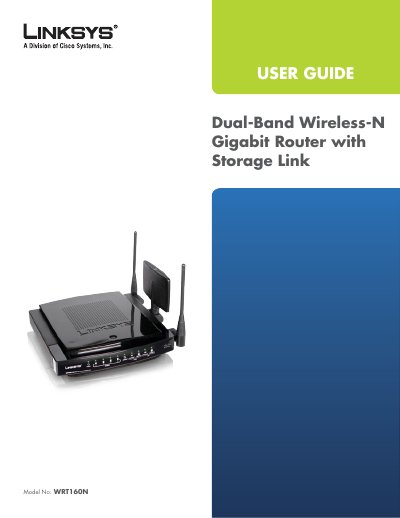 Linksys WRT160N Dual-Band Wireless-N Gigabit Router with Storage Link User Guide - cover page