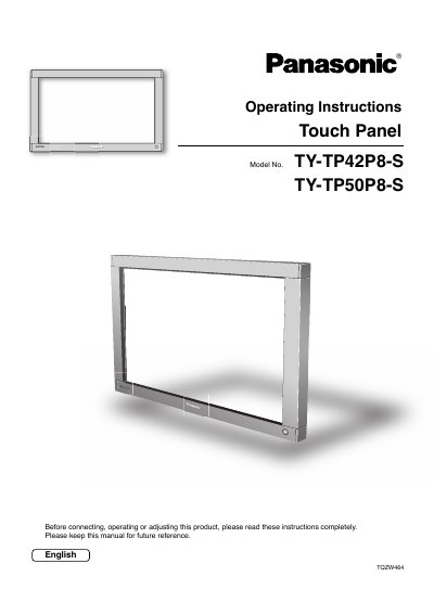 Panasonic TY-TP42P8-S/TY-TP50P8-S Touch Panel Operating Instructions - cover page
