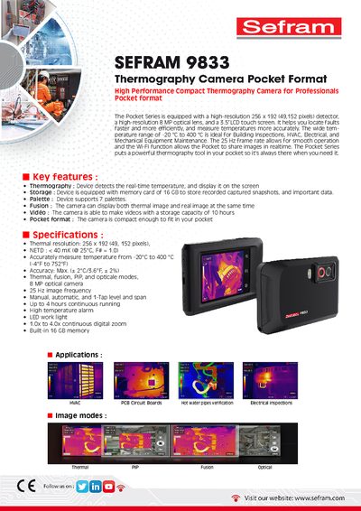 SEFRAM SEFRAM9833 Pocket Thermography Camera Product Leaflet - cover page