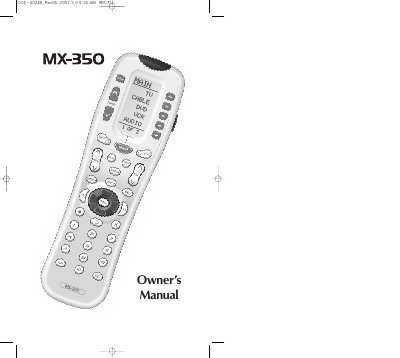 Universal Remote Control MX-350 Owner’s Manual - cover page