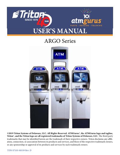 Triton ARGO Series ATM User's Manual - cover page