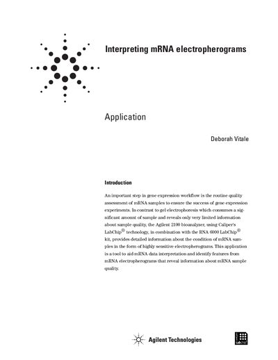 Agilent Interpreting mRNA Electropherograms Application Note - cover page