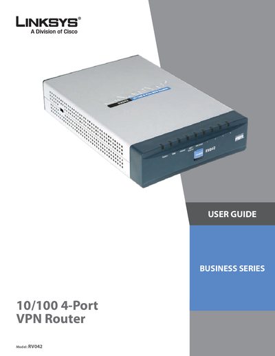 Linksys RVO42 10/100 4-Port VPN Router User Guide