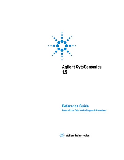 Agilent CytoGenomics 1.5 Reference Guide - cover page