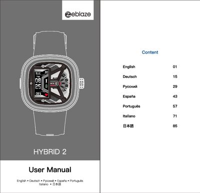 Zeblaze Hybrid 2 Smartwatch User Manual - cover page