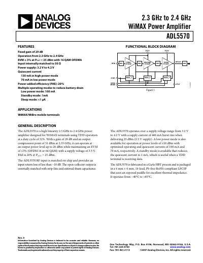 Analog Devices ADL5570 Product Handbook Rev 0 - cover page
