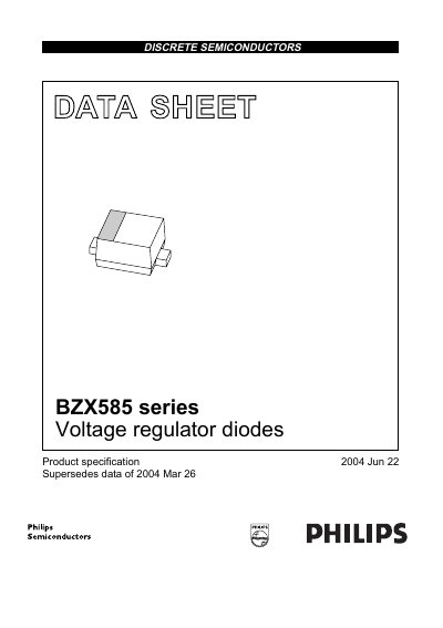 Philips BZX585 Series Voltage Regulator Diodes Datasheet - cover page