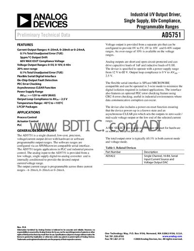 Analog Devices AD5751 Datasheet - cover page