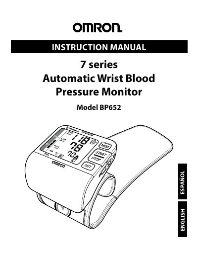 Omron BP652 IntelliSense Automatic Wrist Blood Pressure Monitor Instruction Manual - cover page