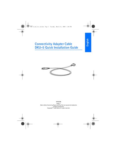 Nokia DKU-5 Adapter Cable Quick Installation Guide - cover page