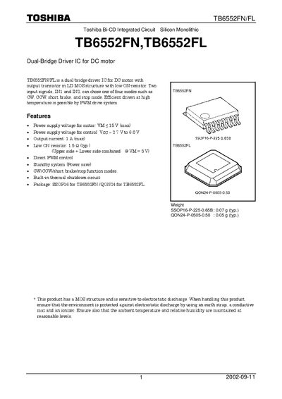 Toshiba Bi-CMOS Integrated Circuit Silicon Monolithic TB6549F TB6549P handbook - cover page