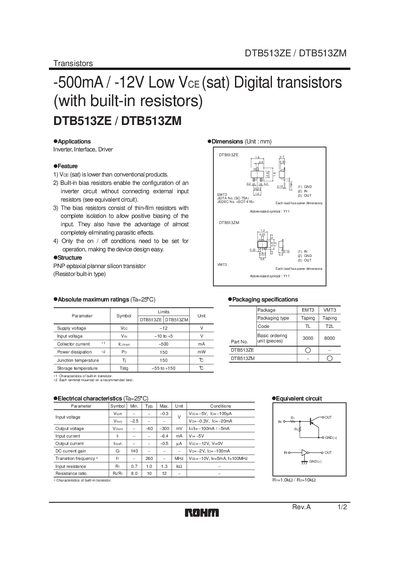 ROHM DTB513ZE / DTB513ZM Datasheet - cover page