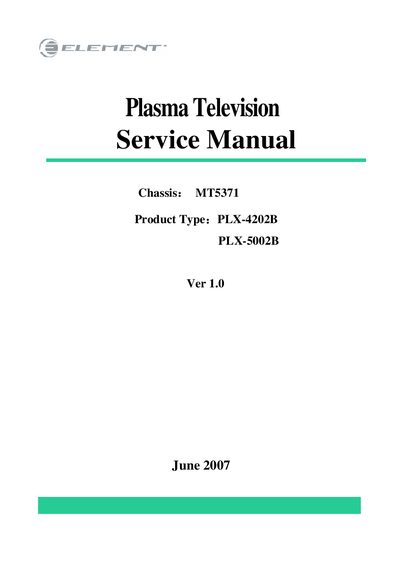 Element PLX-4202B/PLX-5002B Plasma Television Service Manual - cover page