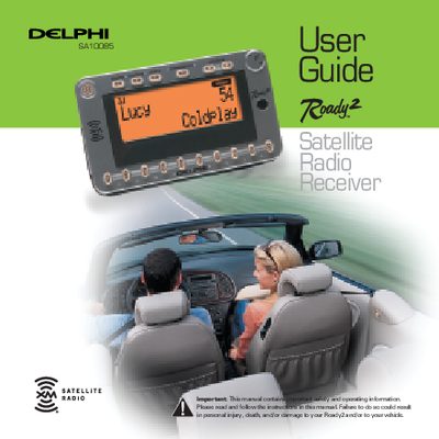Delphi SA10085 Roady2 Satellite Radio Receiver User Guide - cover page