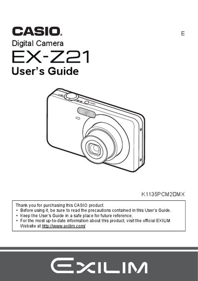 Casio EX-Z21 Digital Camera User's Guide - cover page