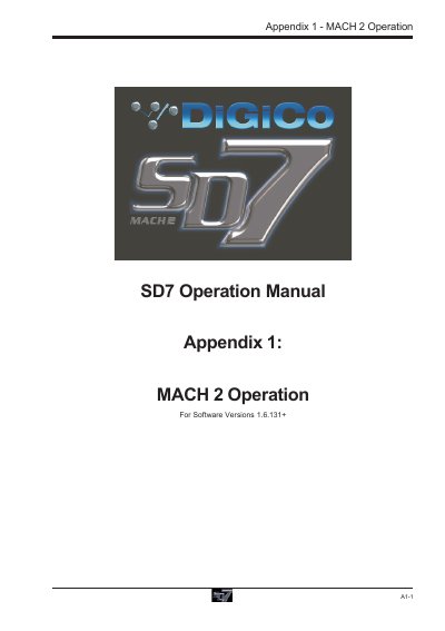 DiGiCo SD7 MACH 2 Software Update Appendix - cover page
