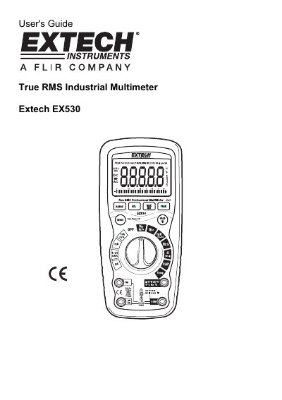 Extech EX530 True RMS Industrial Multimeter User's Guide - cover page