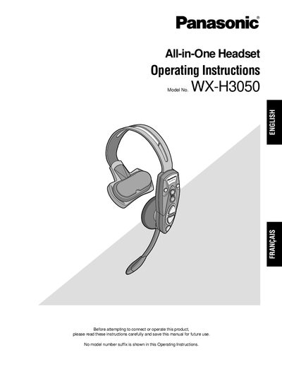 Panasonic WX-H3050 All-in-One Headset Operating Instructions - cover page