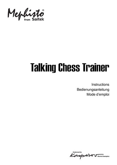 Saitek Talking Chess Trainer User Manual - cover page