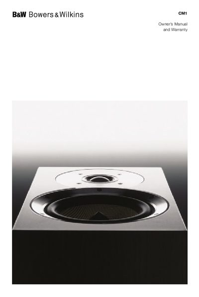 B&W CM1 Speaker Owner’s Manual - cover page
