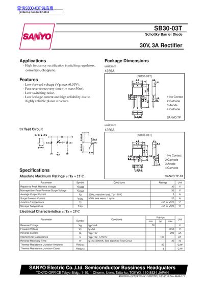 SANYO SB30-03T Datasheet - cover page