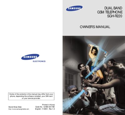 Samsung SGH-R220 Dual Band GSM Telephone User Manual - cover page