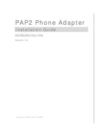 Linksys PAP2 Phone Adapter Installation Guide - cover page