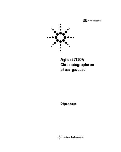 Agilent 7890A Gas Chromatograph Troubleshooting Manual - cover page