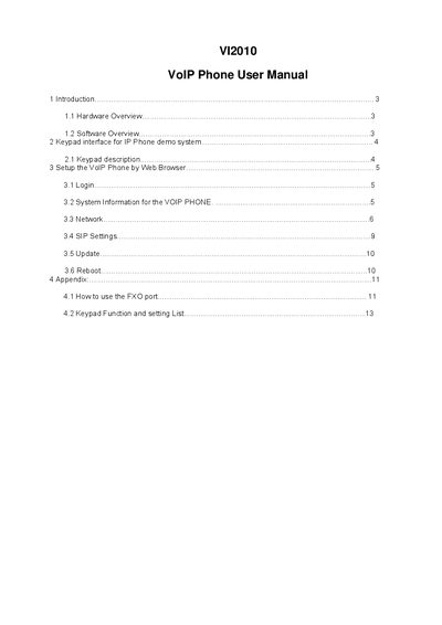 VI2010 VoIP Phone User Manual - cover page
