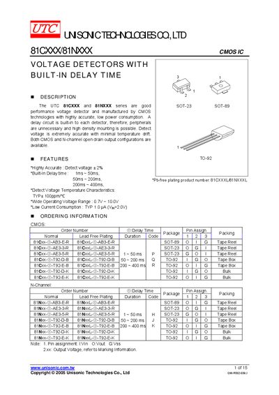 Unisonic Technologies 81CXXX/81NXXX CMOS IC Datasheet - cover page