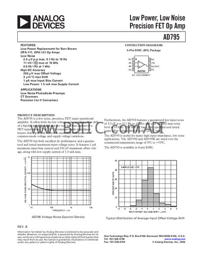 Analog Devices AD795 Datasheet - cover page