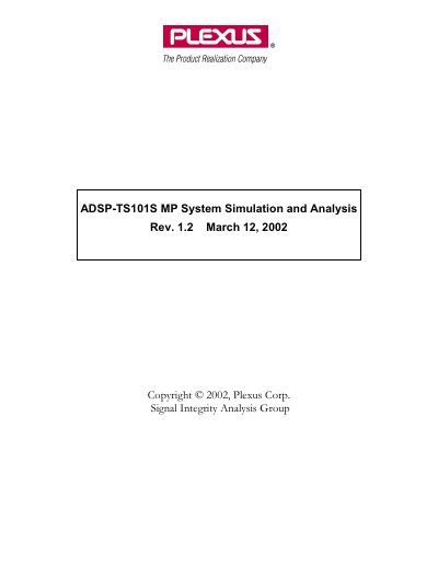 Plexus ADSP-TS101S MP System Simulation Analysis - cover page