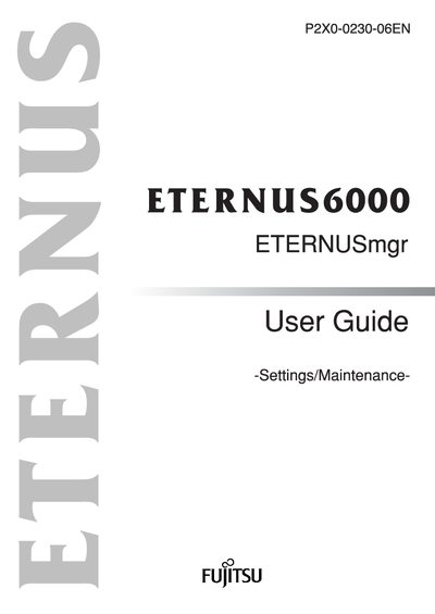 Fujitsu ETERNUS6000 ETERNUSmgr User Guide - cover page