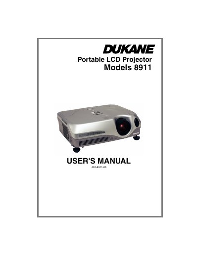 Dukane 8911 Portable LCD Projector User's Manual - cover page