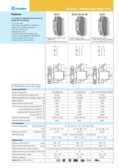 Finder 20 Series Modular Step Relays Manual