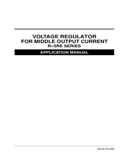 R·5RE Series Voltage Regulator Application Manual - cover page