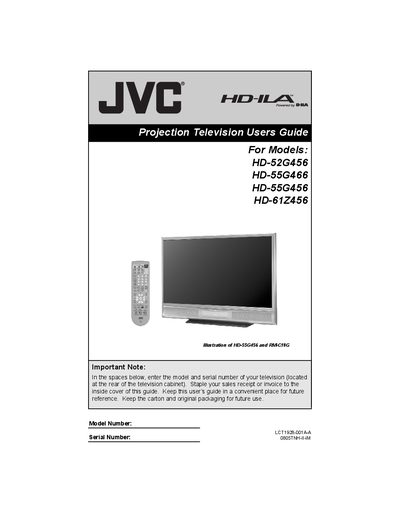 JVC HD-52G456 / HD-55G456 / HD-55G466 / HD-61Z456 Projection Television User Guide - cover page