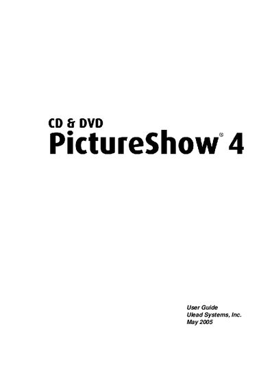 Ulead CD & DVD PictureShow 4 User Guide - cover page