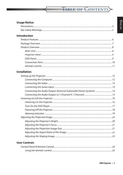 DVD Projector User Manual - cover page