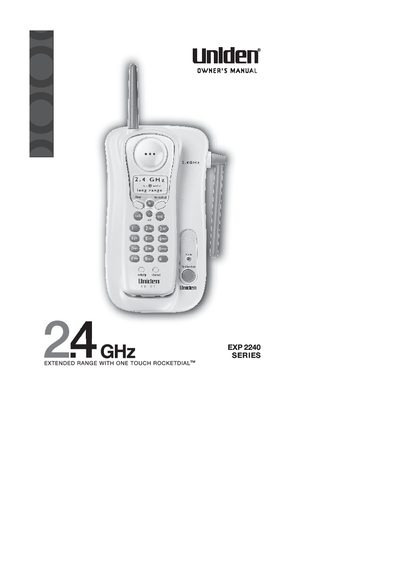 Uniden EXP2240 Series Cordless Phone Owner's Manual - cover page