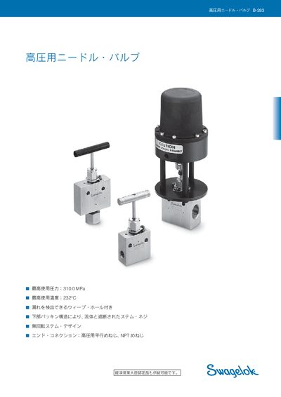 Swagelok B-283–B-288 High Pressure Needle Valve Manual