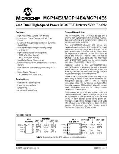 MICROCHIP MCP14E3/MCP14E4/MCP14E5 Manual - cover page