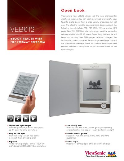 ViewSonic VEB612 eBook Reader User Manual - cover page