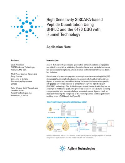 Agilent 6490 QQQ with iFunnel Technology Application Note - cover page