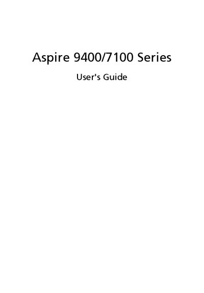 Acer Aspire 9400/7100 Series Notebook User's Guide - cover page