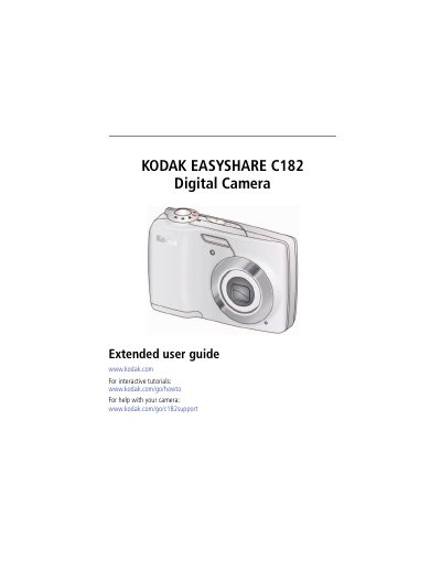 Kodak EasyShare C182 Digital Camera User Guide - cover page